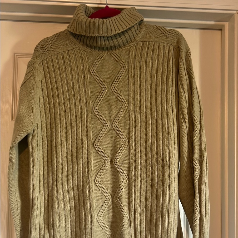 Tan Cowl Neck Sweater with Ribbed Texture - Picture 2 of 7